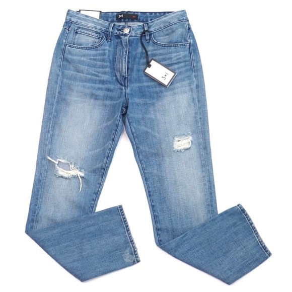 3x1 Denim - 3x1 W3 Denim Straight Leg Cropped High Waist Jeans